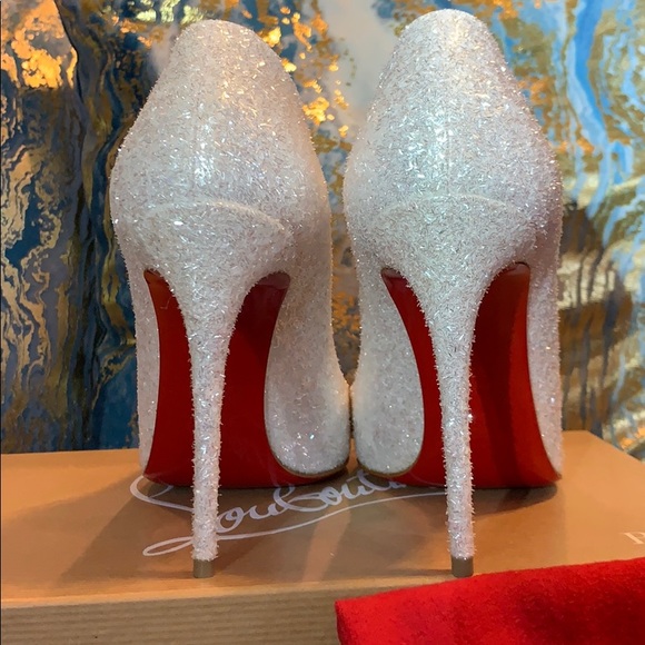Louboutin Pigae Follies 100 Glitter Givre 37.5 - Picture 3 of 7